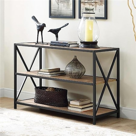 Walker Edison Furniture Walker Edison BS40XMWBW 40 in. X-frame Metal & Wood Media Bookshelf - Barnwood BS40XMWBW